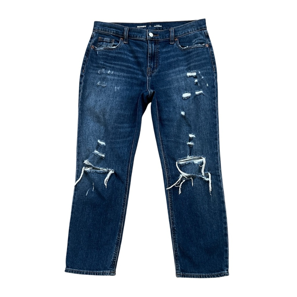 Old Navy Women's Petite Distressed Mid-Rise Boyfriend Jeans Size 4 Petite